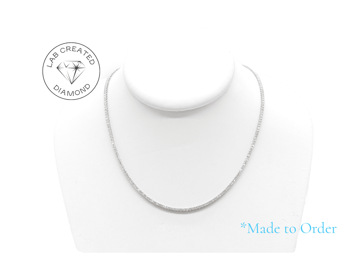 2.5mm Made to Order Lab Grown Diamond Tennis Chain Necklace 14K Made to Order Lab Tennis Chains