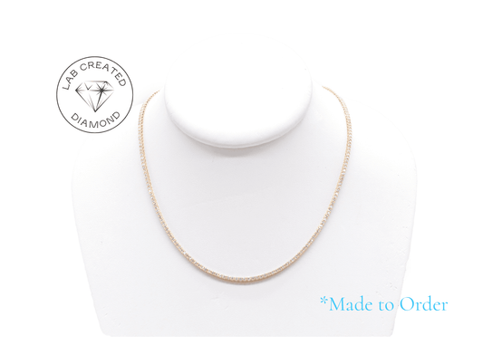 2mm Made to Order Lab Grown Diamond Tennis Chain Necklace 14K Made to Order Lab Tennis Chains