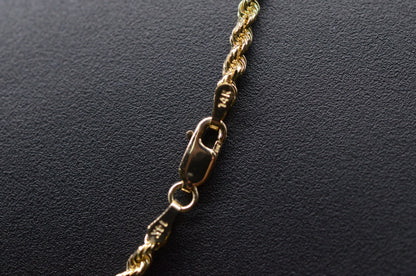 2.5mm Solid Gold Diamond Cut Rope Necklace Solid Gold Rope Chains