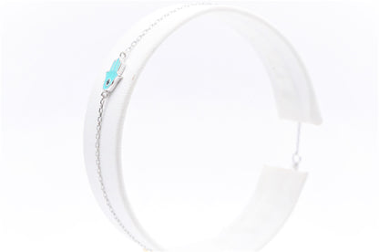 Sapphire & Enamel Hamsa Bracelet in 14K White Gold, Adjustable 7" Specialty Bracelets
