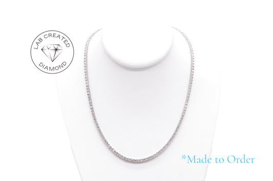 3.5mm Made to Order Lab Grown Diamond Tennis Chain Necklace 14K Made to Order Lab Tennis Chains