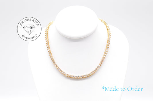 4mm Made to Order Lab Grown Diamond Tennis Chain Necklace 14K Made to Order Lab Tennis Chains