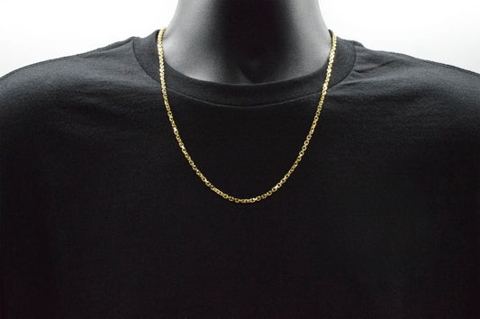 3mm Solid Gold Cable Link Necklace