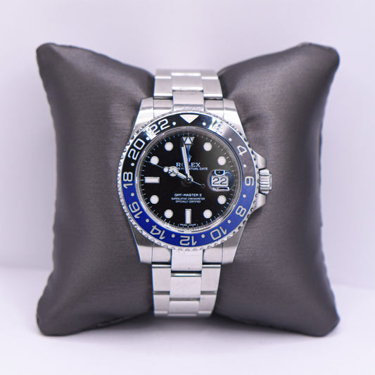 40mm Black Dial GMT-Master II Stainless Mens Luxury Watch