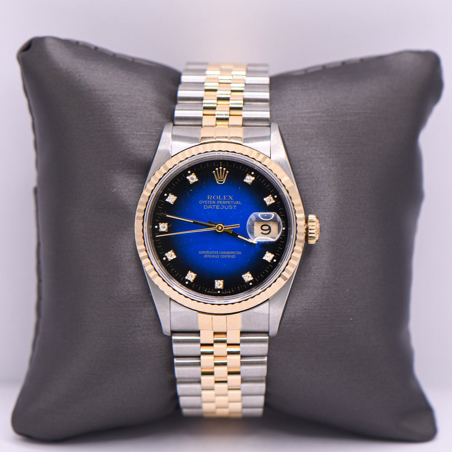 36mm Blue Diamond Dial DateJust 18k Yellow gold/Stainless Mens Luxury Watch