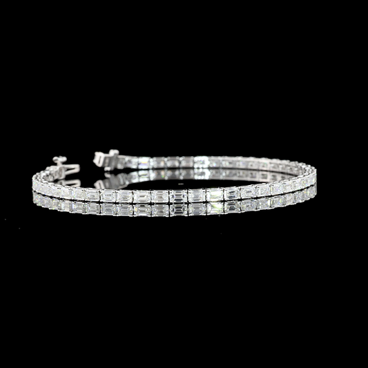 Approx. 4.93 CTTW Emerald F/E VS2/VS1 Lab Diamond Tennis Bracelet 6.75" 14k White Gold