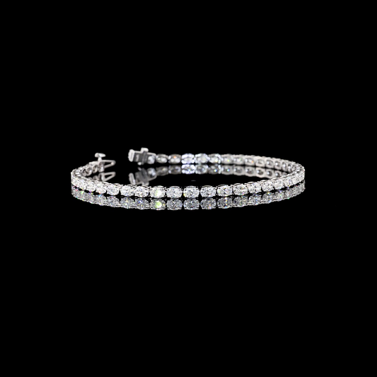 4.90 CTTW Oval F VS2 Lab Diamond Tennis Bracelet 7" 14k White Gold