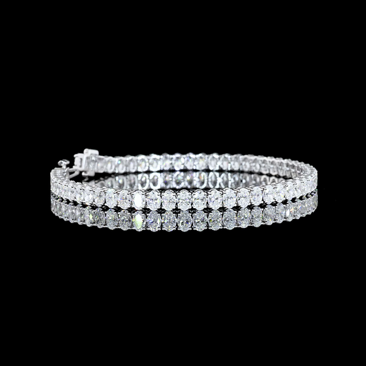 8.00 CTTW Oval F VS1 Lab Diamond Tennis Bracelet 7" 14k White Gold