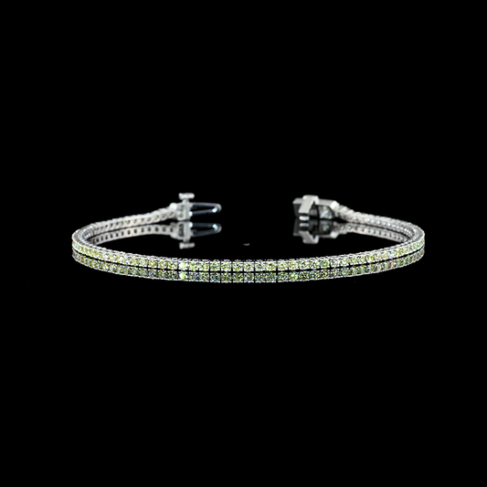 1.49 CTTW Round Fancy Vivid Yellow/Fancy Vivid Blue VS2 Lab Diamond Tennis Bracelet 6.5" 14k White Gold