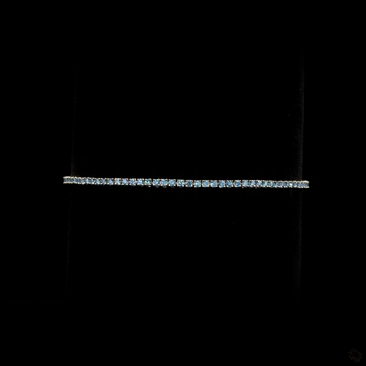 14k White Gold Lab Diamond Round 1.49 CTTW Tennis Bracelet 6.5" Fancy Vivid Blue VS1