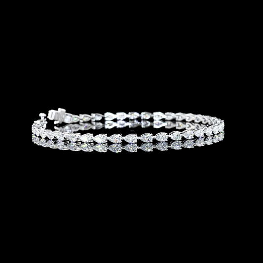 3.83 CTTW Pear E VS1 Lab Diamond Tennis Bracelet 7" 14k White Gold