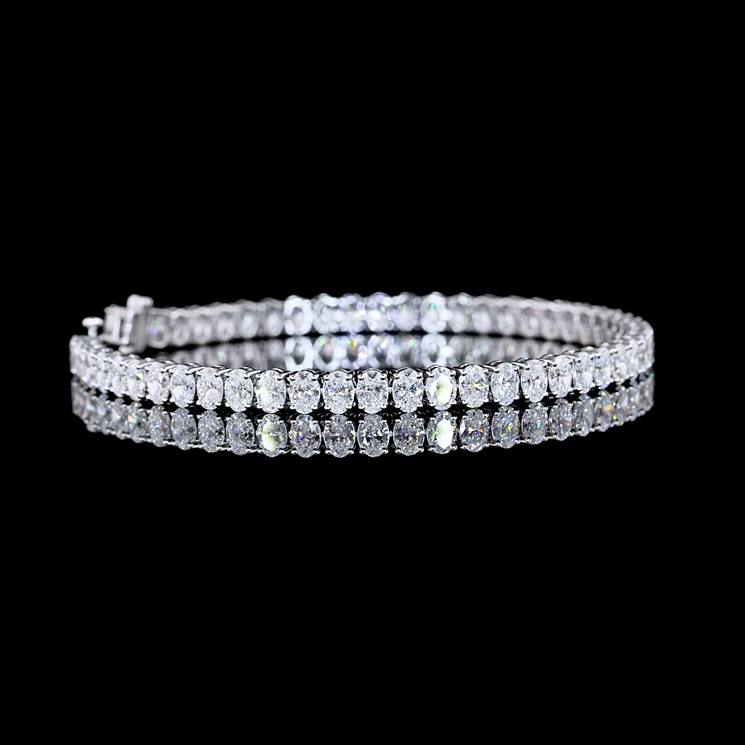 8.83 CTTW Oval F/E VS Lab Diamond Tennis Bracelet 7" 14k White Gold