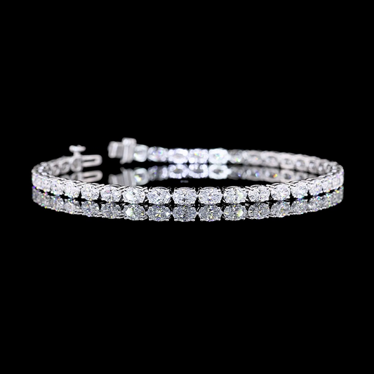 6.15 CTTW Oval E VS Lab Diamond Tennis Bracelet 7" 14k White Gold