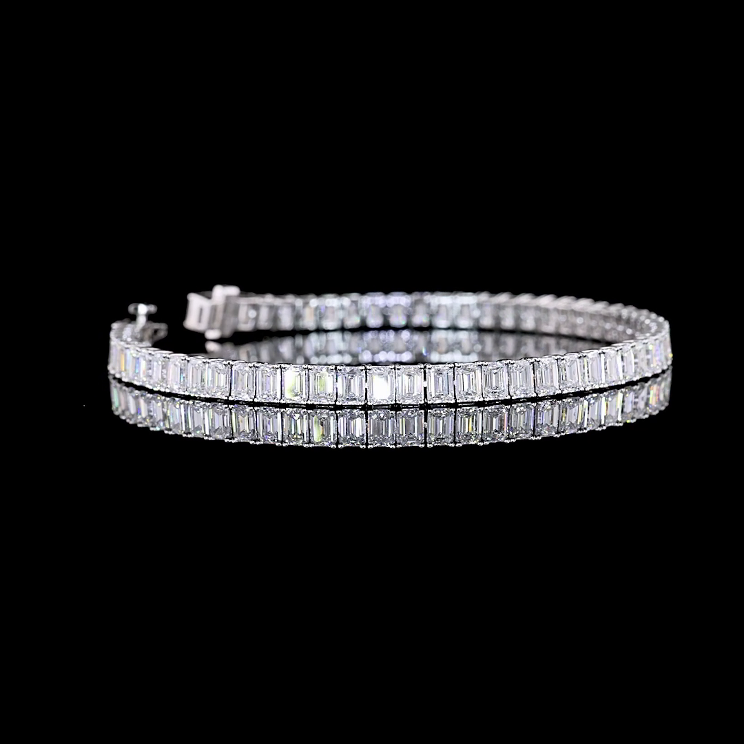 10.52 CTTW Emerald F/E VVS1/VS Lab Diamond Tennis Bracelet 7" 14k White Gold