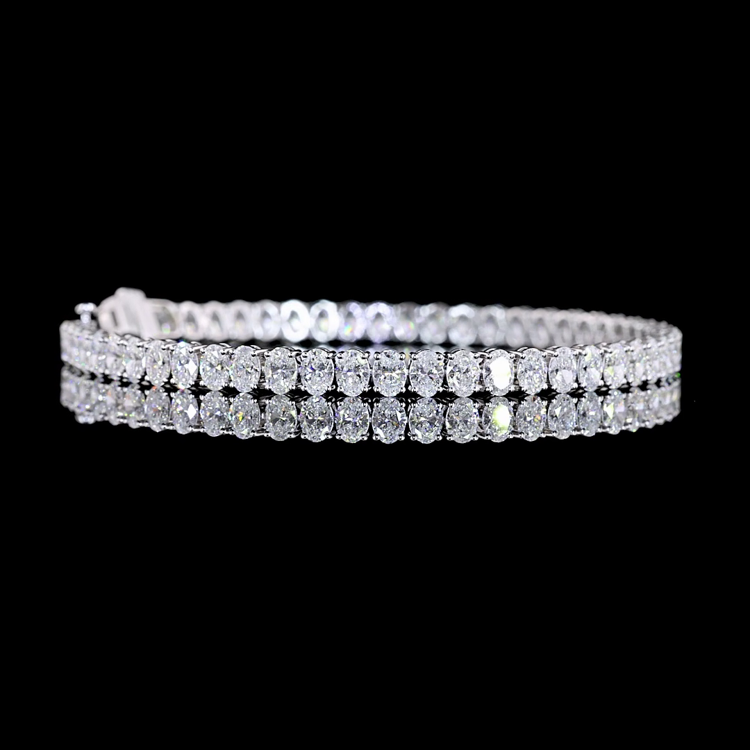 9.55 CTTW Oval E VS Lab Diamond Tennis Bracelet 7" 14k White Gold