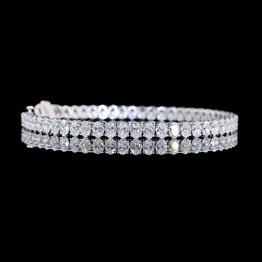 14k White Gold Lab Diamond Oval Approx. 9.55 CTTW Tennis Bracelet 7" E VS