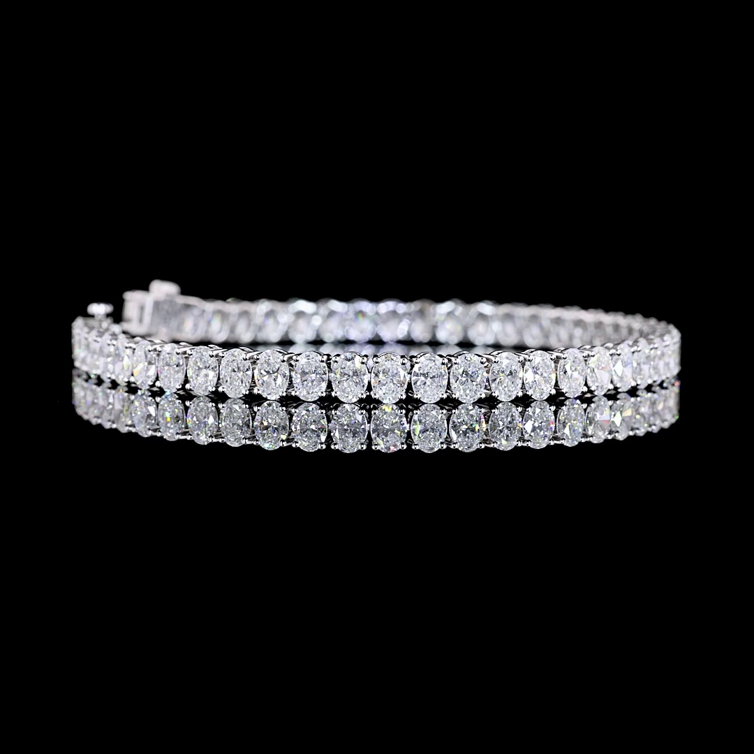 10.53 CTTW Oval E VVS2 Lab Diamond Tennis Bracelet 7.5" 14k White Gold