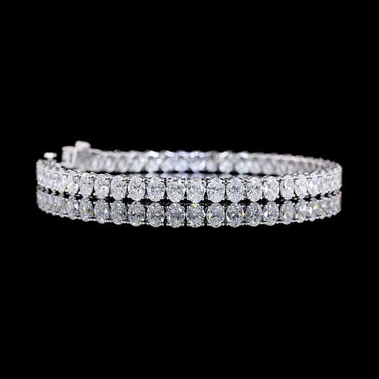 14k White Gold Lab Diamond Oval 10.53 CTTW Tennis Bracelet 7.5" E VVS2