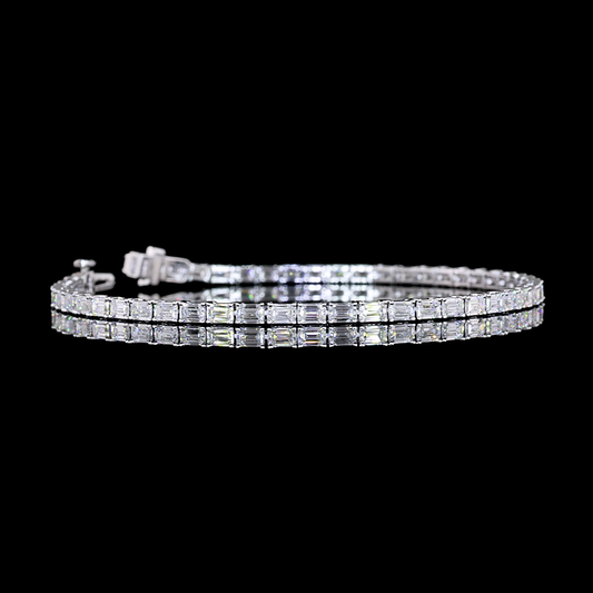 4.92 CTTW Emerald F/E VS2/VS/VS1 Lab Diamond Tennis Bracelet 7" 14k White Gold