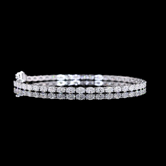 14K White Gold Lab Grown Oval 4.96 CTTW Tennis Bracelet 7.50" E VS