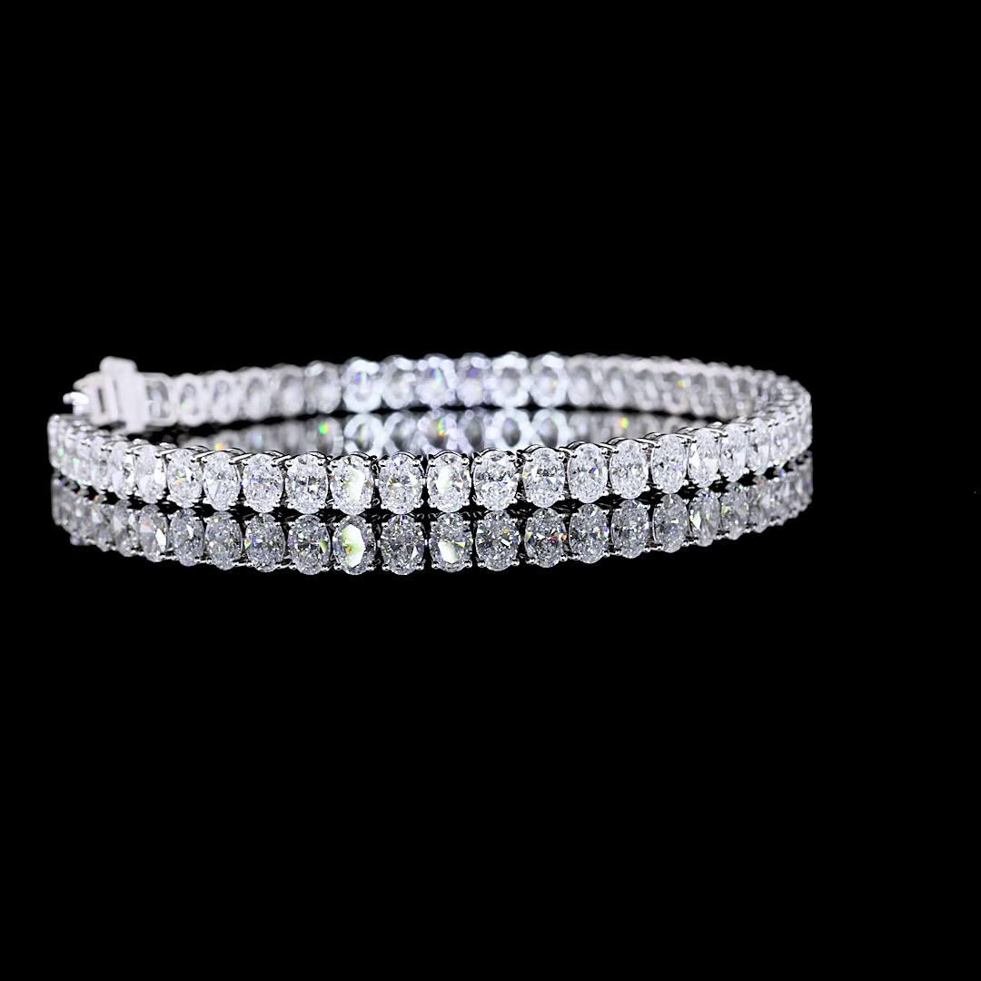 10.32 CTTW Oval E VS Lab Diamond Tennis Bracelet 7" 14k White Gold