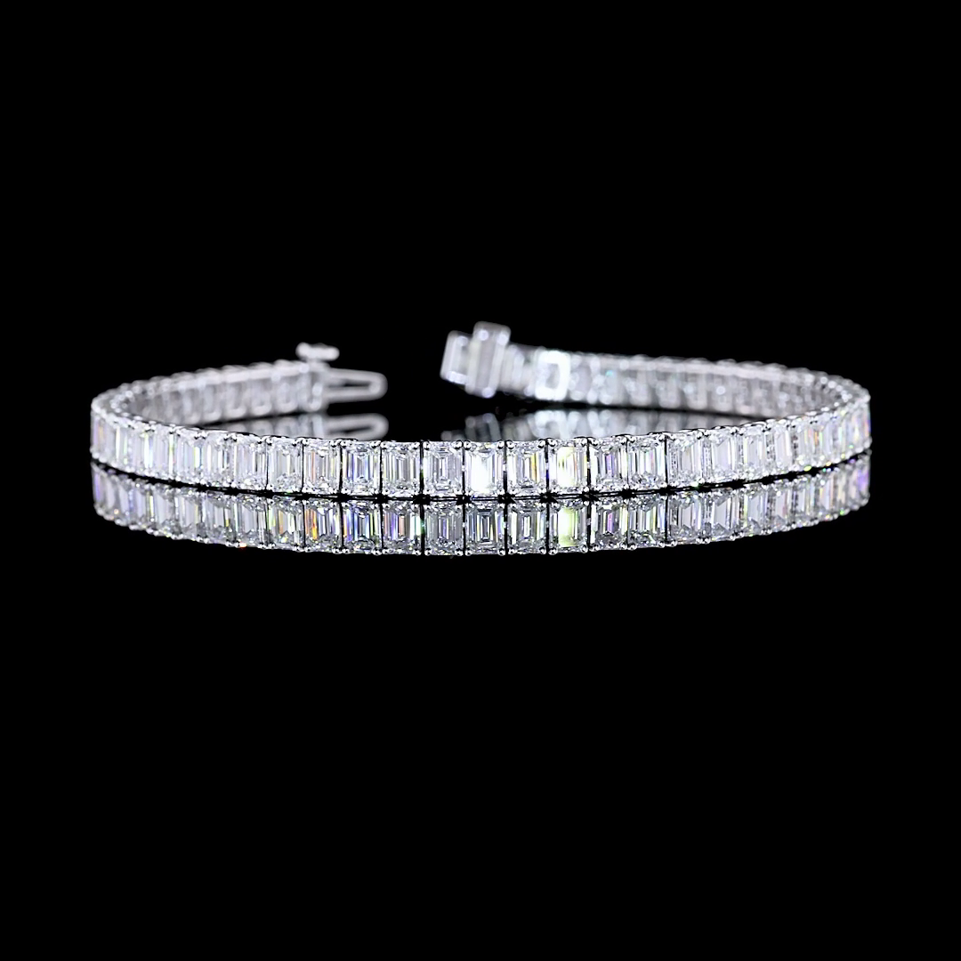 11.23 CTTW Emerald E VS Lab Diamond Tennis Bracelet 7" 14k White Gold