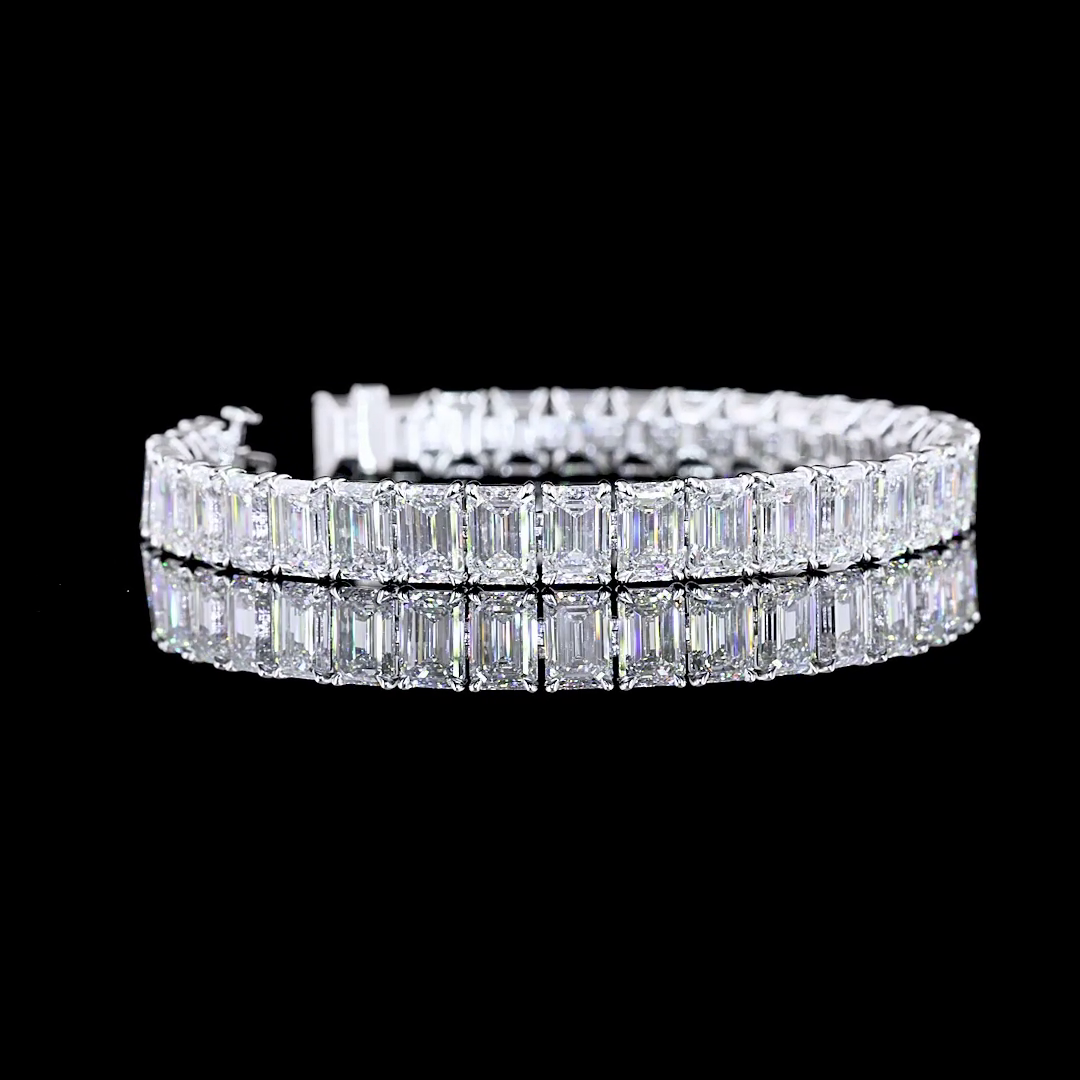 35.38 CTTW Emerald E VS1 Lab Diamond Tennis Bracelet 7.25" 14k White Gold