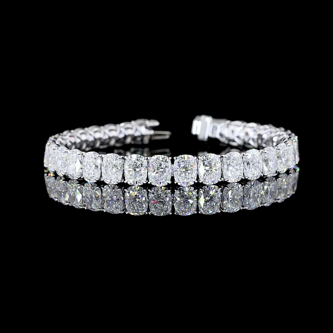 32.99 CTTW Cushion Brilliant E VVS2 Lab Diamond Tennis Bracelet 7" 14k White Gold