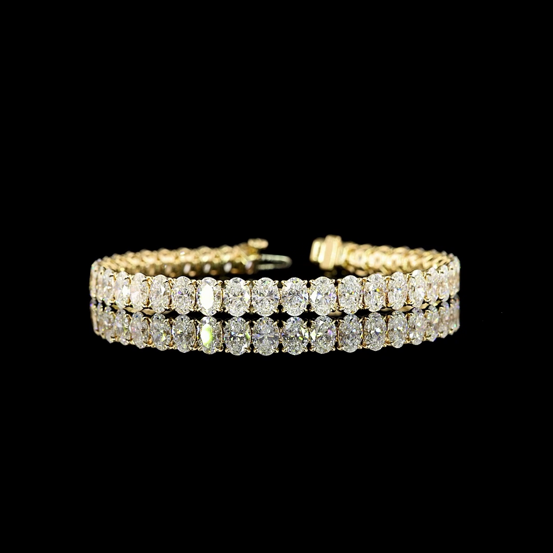 17.00 CTTW Oval E VS Lab Diamond Tennis Bracelet 7" 14k Yellow Gold