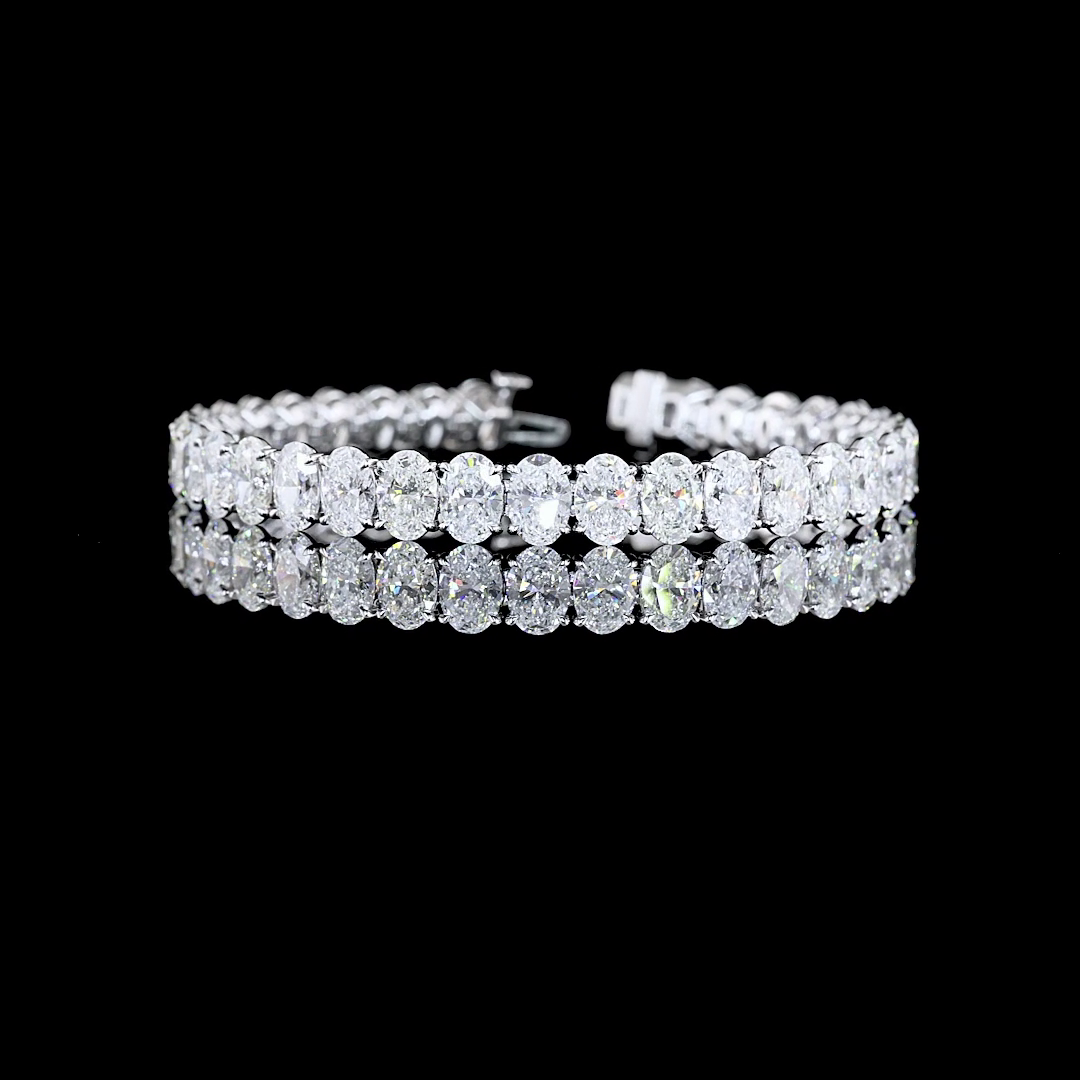 24.26 CTTW Oval E VS Lab Diamond Tennis Bracelet 6.75" 14k White Gold