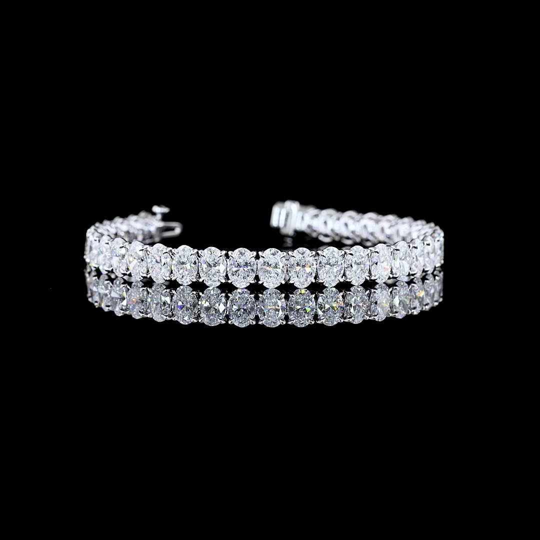 18.51 CTTW Oval D VS1 Lab Diamond Tennis Bracelet 6.5" 14k White Gold