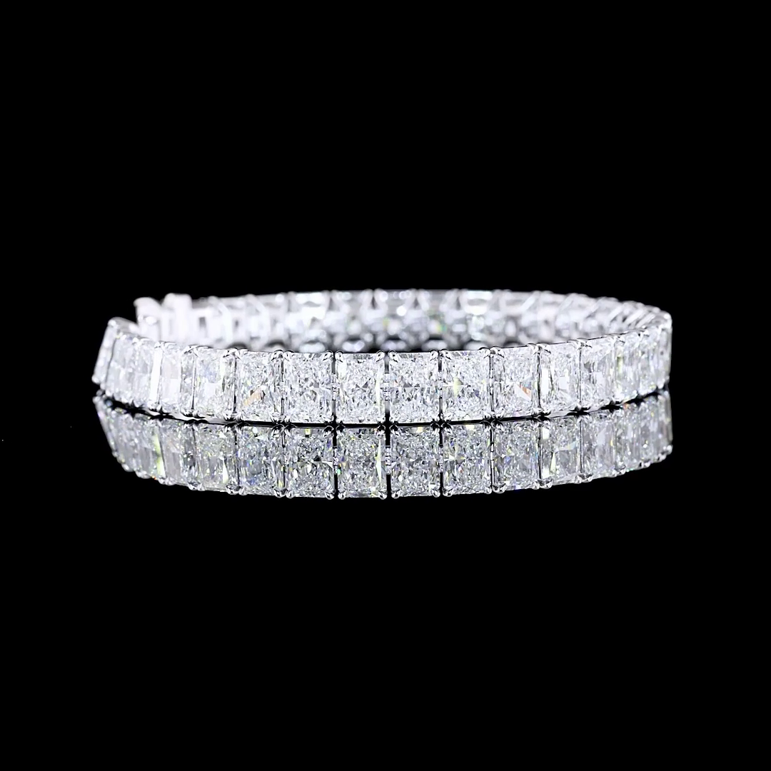 35.19 CTTW Radiant E VVS2 Lab Diamond Tennis Bracelet 7.25" 14k White Gold