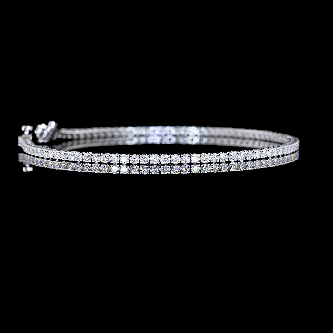 14K White Gold Lab Grown Round 2.44 CTTW Tennis Bracelet 7" F VS1