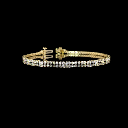 14K Yellow Gold Lab Grown Round 2.01 CTTW Tennis Bracelet 7" E VS2