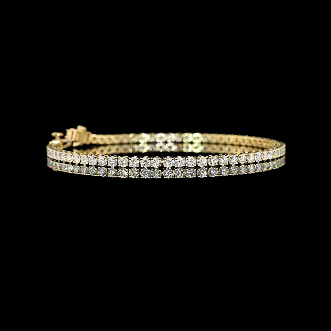 14K Yellow Gold Lab Grown Round 3.80 CTTW Tennis Bracelet 7" E VS