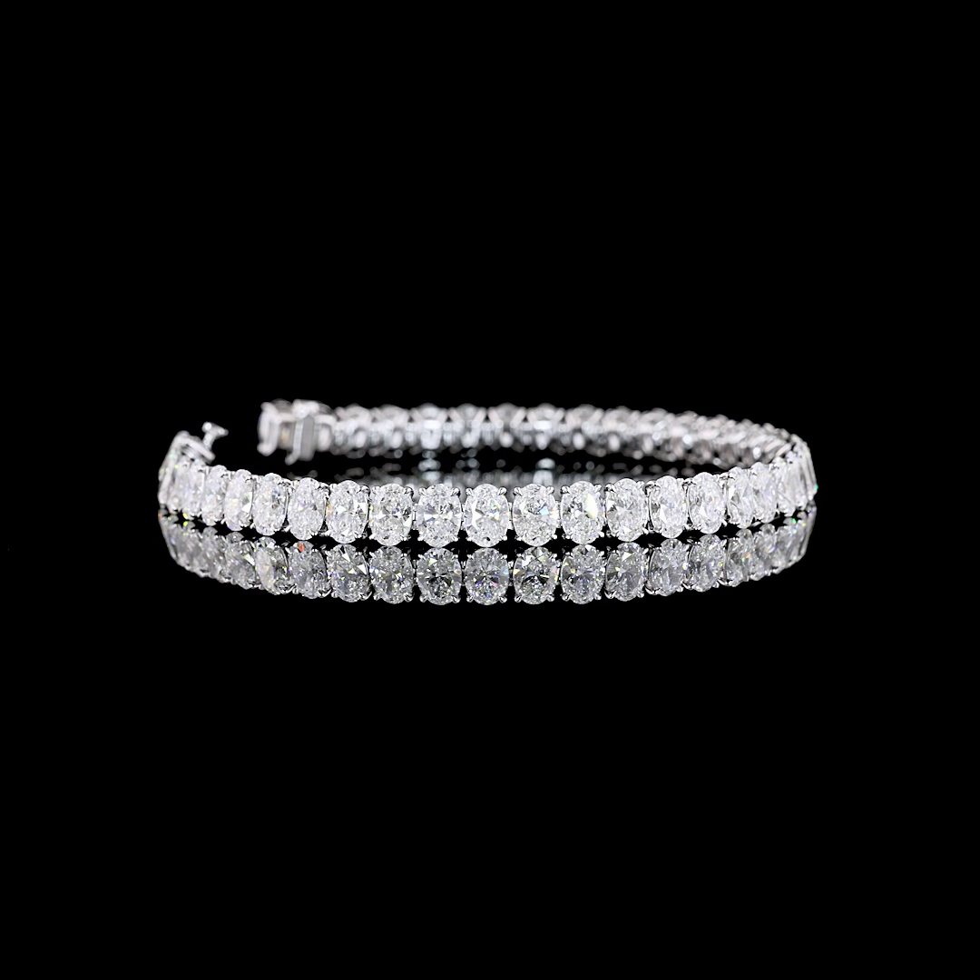 15.01 CTTW Oval E VS Lab Diamond Tennis Bracelet 7.25" 14k White Gold