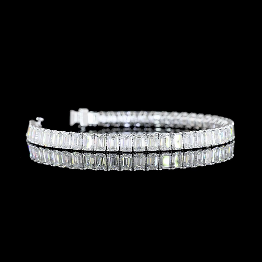 15.12 CTTW Emerald E VS Lab Diamond Tennis Bracelet 6.5" 14k White Gold