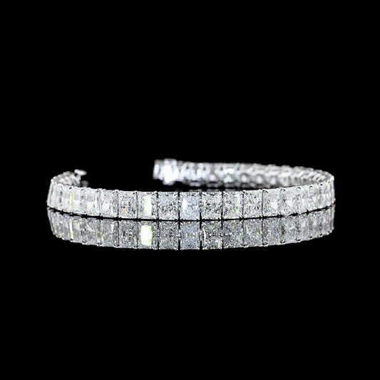 16.11 CTTW Radiant E/F VS/VS1 Lab Diamond Tennis Bracelet 6.5" 14k White Gold