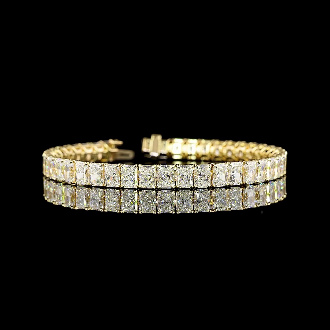 17.45 CTTW Radiant D/E VS2/VS1/VS Lab Diamond Tennis Bracelet 7" 14k Yellow Gold