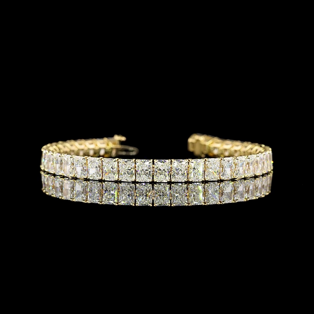 15.71 CTTW Radiant E/F VS/VVS2 Lab Diamond Tennis Bracelet 6.5" 14k Yellow Gold