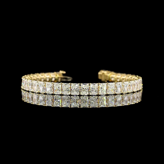 14k Yellow Gold Lab Diamond Radiant Approx. 15.71 CTTW Tennis Bracelet 6.5" E/F VS/VVS2