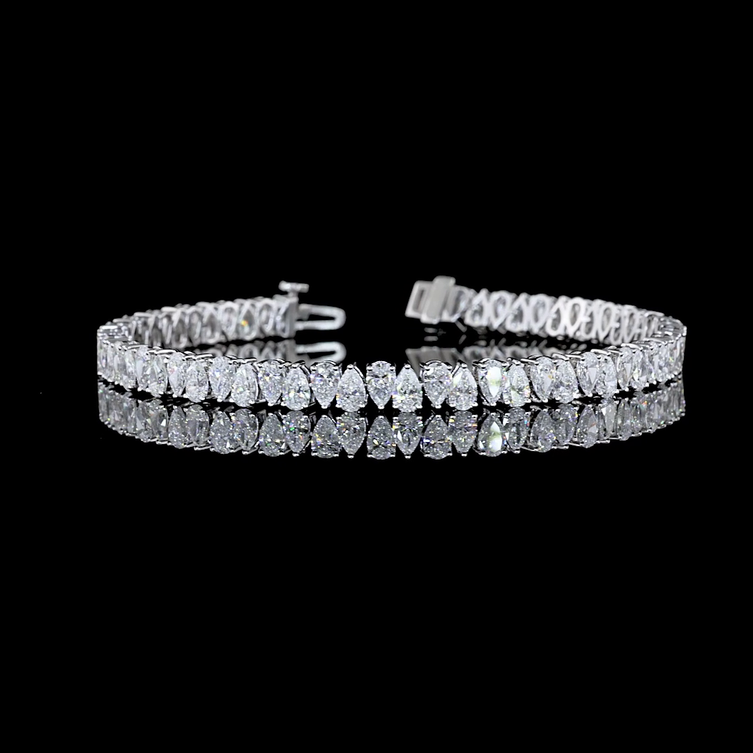 9.19 CTTW Pear E VS Lab Diamond Tennis Bracelet 7" 14k White Gold