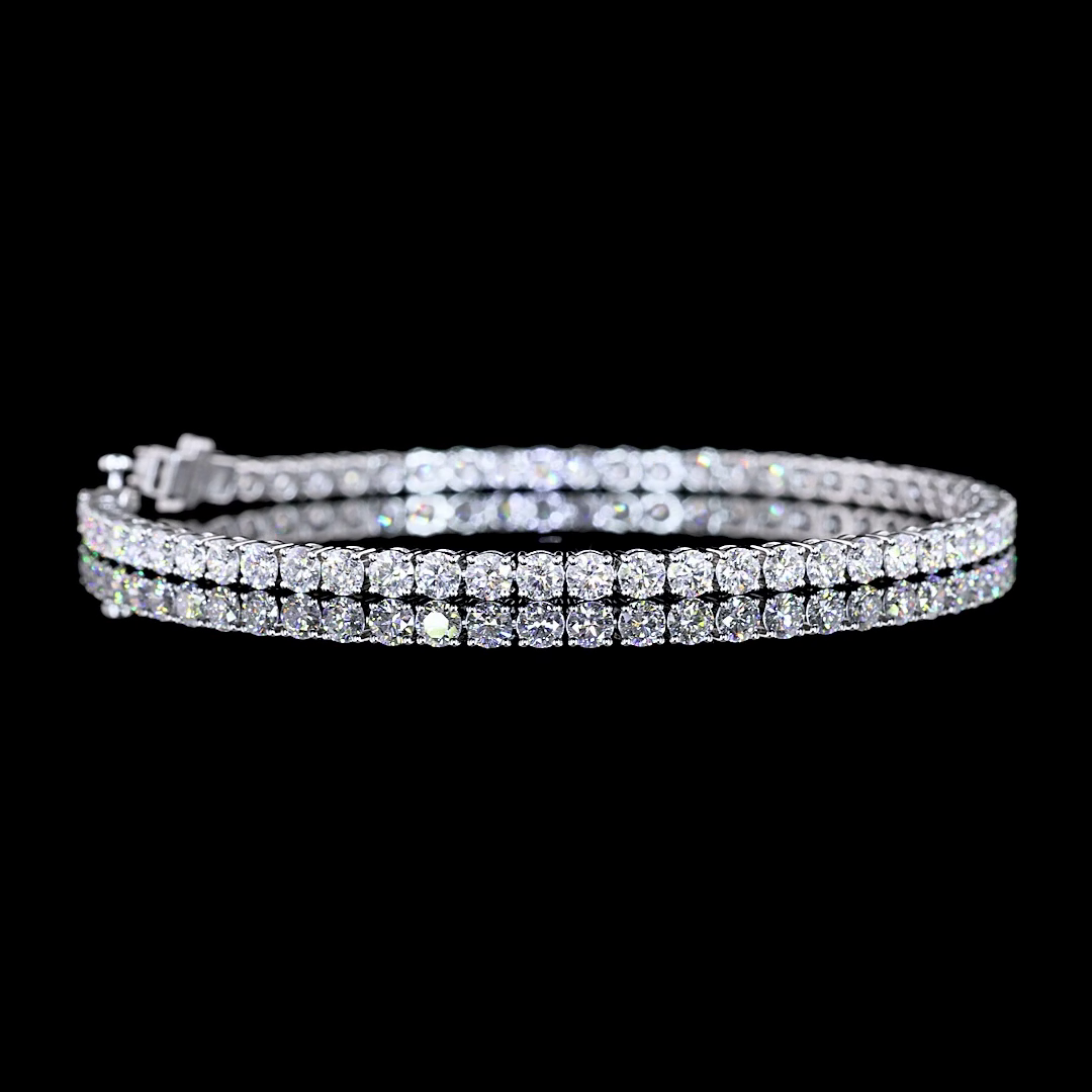 14k White Gold Lab Diamond Round 5.16 CTTW Tennis Bracelet 7.25" E VS1