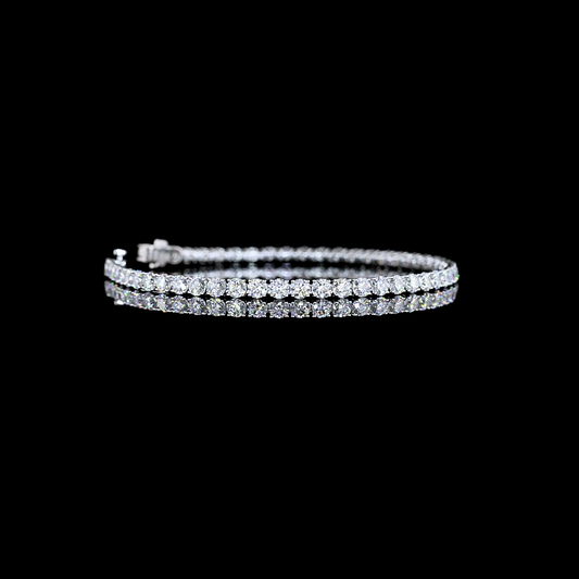 14k White Gold Lab Diamond Round 6.95 CTTW Tennis Bracelet 7" E VS