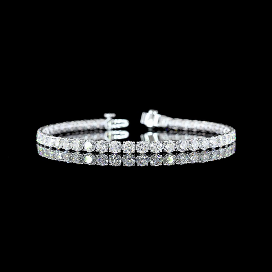 14k White Gold Lab Diamond Round 8.93 CTTW Tennis Bracelet 7" F VS2