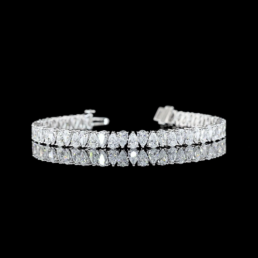 10.17 CTTW Pear E VS Lab Diamond Tennis Bracelet 6.5" 14k White Gold