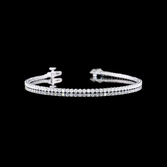 14k White Gold Lab Diamond Round 1.85 CTTW Tennis Bracelet 6.5" E VS