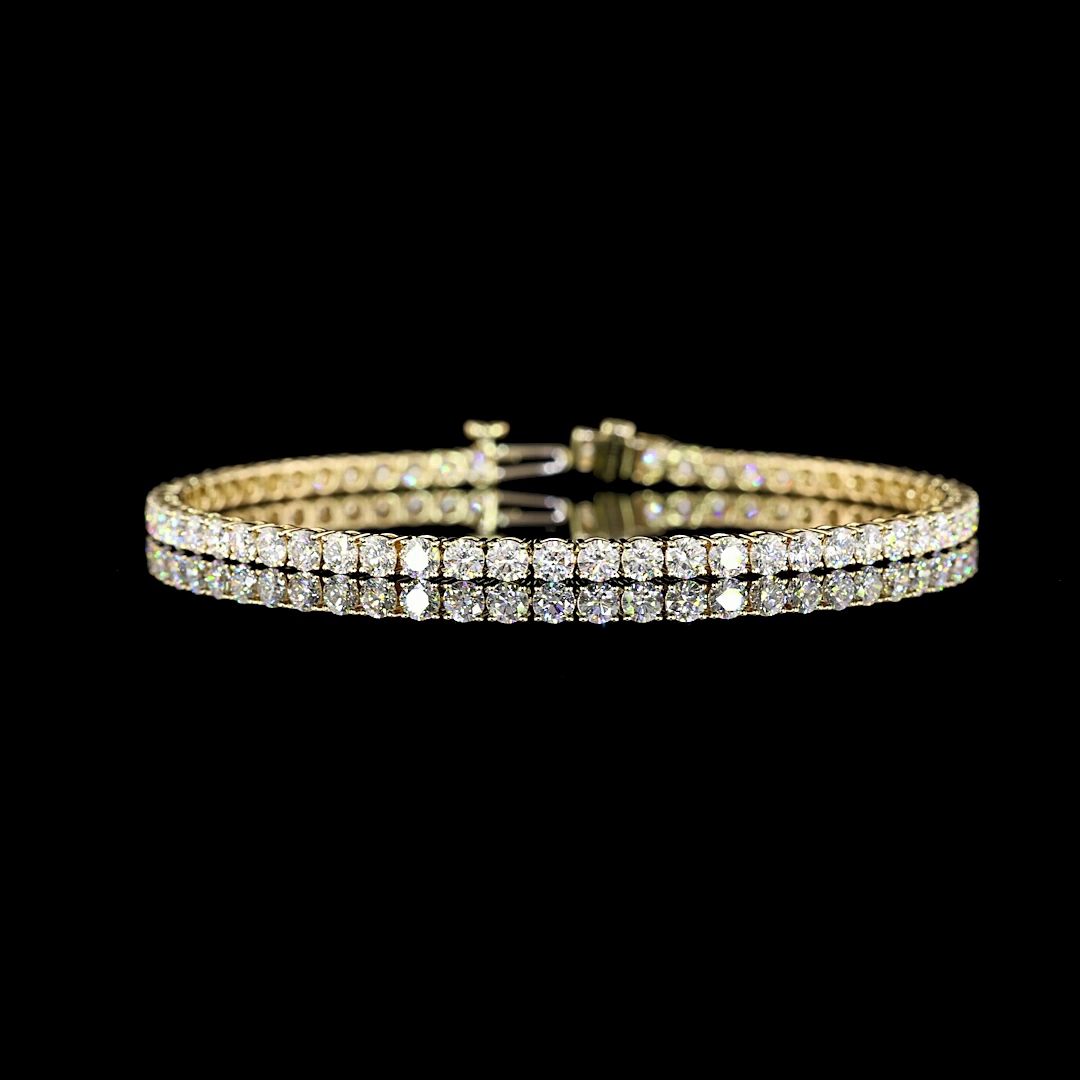 5.30 CTTW Round E VS Lab Diamond Tennis Bracelet 7" 14k Yellow Gold