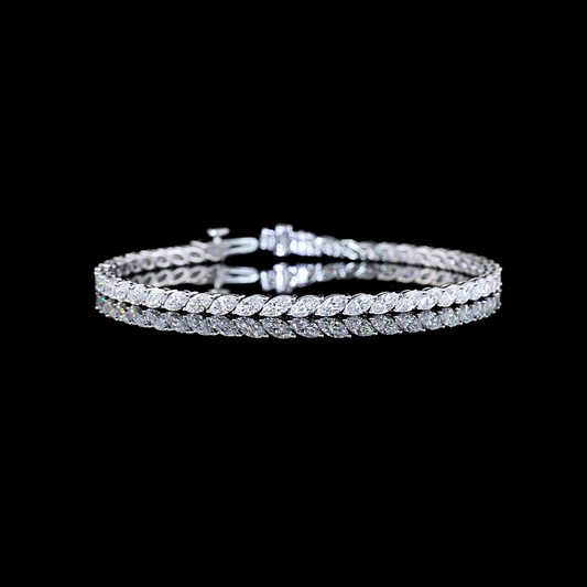 14k White Gold Lab Diamond Marquise 5.70 CTTW Tennis Bracelet 7" E VS1