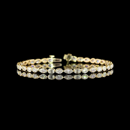 3.50 CTTW MIX E VS Lab Diamond Tennis Bracelet 7" 14k Yellow Gold